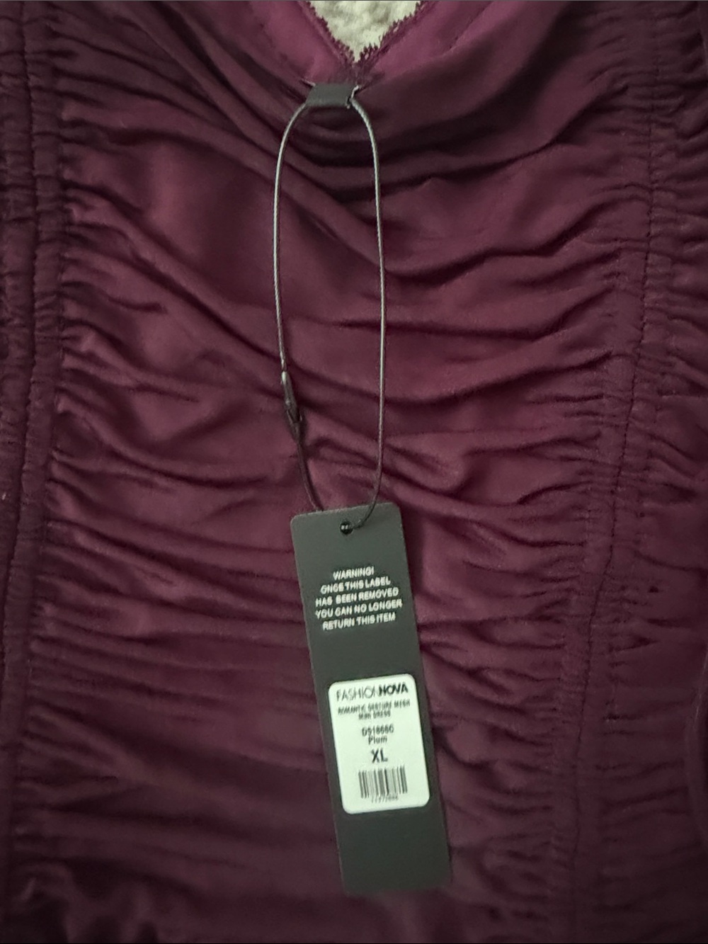 Fashion Nova Deep Plum Ruffle Tiered Long-Sleeve Dress - Picture 3 of 3